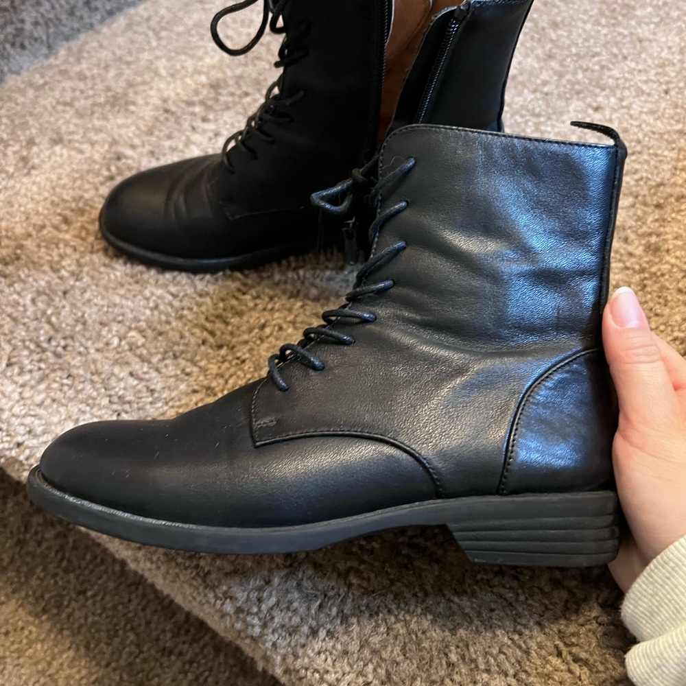 Black Leather Combat Boots